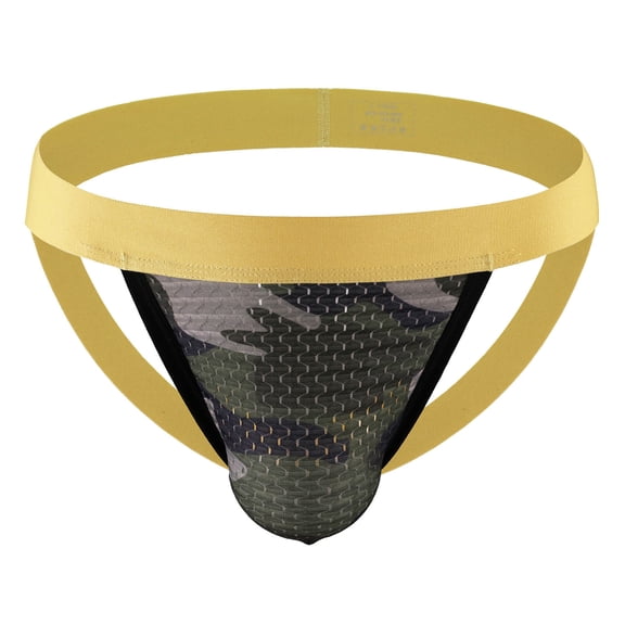 successthop Underwear for Men for Valentine Plus Size Open Knit Support Pouch Low Rise Lightweight Stretch Solid Yellow