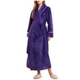 thumbnail image 1 of successthop Unisex Plus Size Robe for Winter FLeece Fuzzy Pajamas Belted Long Fall Solid Bathrobe with Pockets Purple, 1 of 7