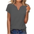 thumbnail image 1 of successthop V Neck T Shirts for Women Short Sleeve Trendy Tops Breathable Pullover Lightweight Clothes Solid Shirt Gray, 1 of 6