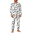 thumbnail image 1 of successthop Valentine Pajamas for Men Heart Long Sleeve Crewneck Top with Pocket and Pant for Couple Sleepwear White L, 1 of 8