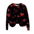 thumbnail image 1 of successthop Valentine Sweatshirts for Women Red Heart Fleece Oversized Crewneck No Hood Jumper Long Sleeve Pullover Tops, 1 of 5