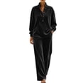 thumbnail image 1 of successthop Velour Sweatsuit for Women 2 Piece Casual Long Sleeve Quarter Button Mock Neck Tops and Pant with Pockets, 1 of 8