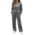 thumbnail image 1 of successthop Velour Sweatsuits 2PCS Sets Womens Long Sleeve Crewneck Tops and Pant Casual Tracksuit with Pockets, 1 of 9