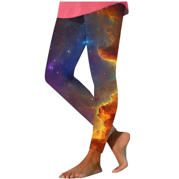 successthop Warm Leggings for Women Space Star Soft Pant Comfortable Shapewear Lightweight Winter Sleepwear Blue M