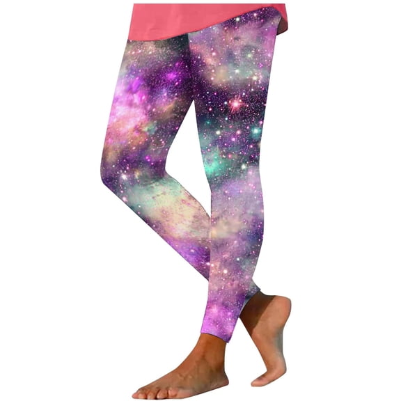 successthop Warm Leggings for Women Space Star Soft Pant Comfortable Shapewear Lightweight Winter Sleepwear Purple M