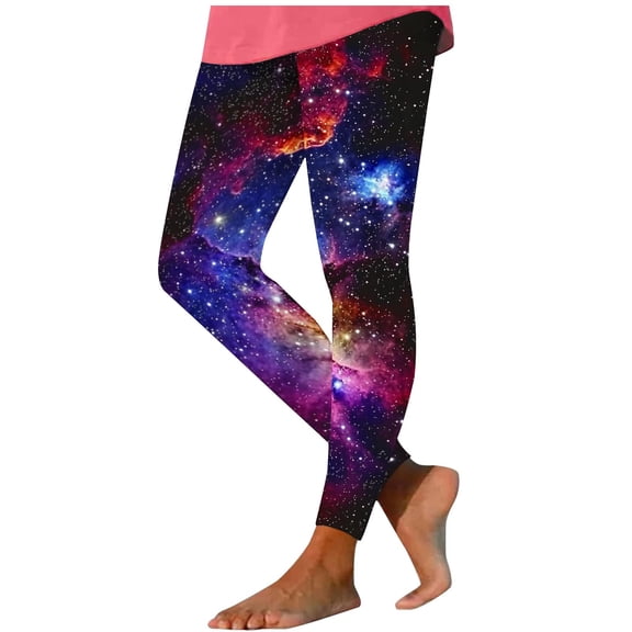 successthop Warm Leggings for Women Space Star Soft Shapewear Comfortable Pants Lightweight Winter Sleepwear Blue XL