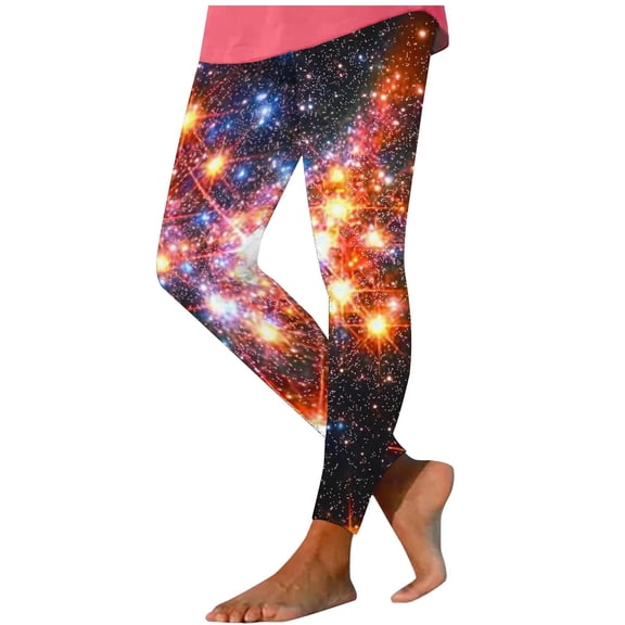 successthop Warm Leggings for Women Space Star Soft Sleepwear Comfortable Pants Lightweight Winter Shapewear Black M