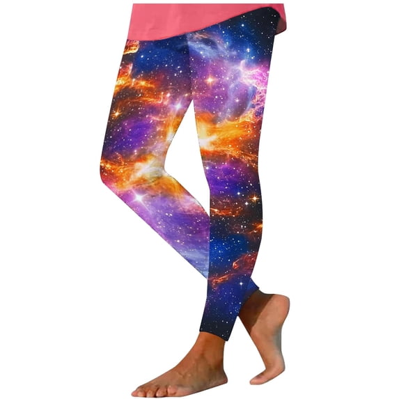 successthop Warm Leggings for Women Winter Star Space Comfortable Shapewear Soft Sleepwear Lightweight Pants Purple S