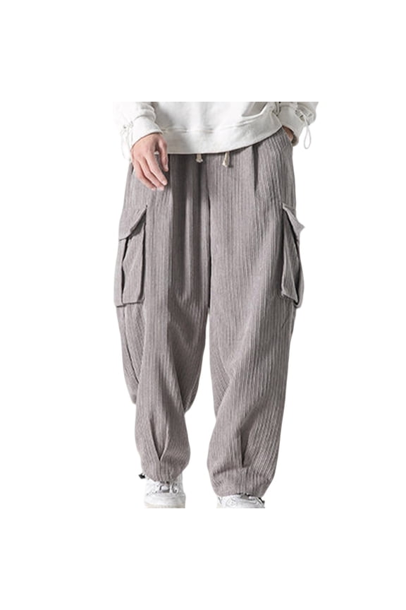 Wide Leg Sweatpants Men with Four Pockets Pant Drawstring Elastic Waist Bottoms Big and Tall Casual Clothes