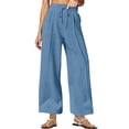 thumbnail image 1 of successthop Wide Leg Sweatpants Women Drawstring Pants ELastic Solid Oversized Straight Pant Low Rise Trendy Trousers, 1 of 7