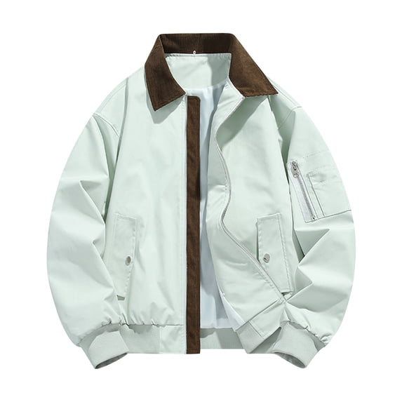 successthop Winter Coats Workwear Long Sleeve Lapel Jacket with Pockets Fake Two Pieces Zipper Color Block Fall Stylish Outwear