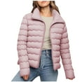 thumbnail image 1 of successthop Winter Puffer Jackets for Women Casual Quilted Thick Outwear Zip Long Sleeve Coat Solid Warm Clothes Pink S, 1 of 8