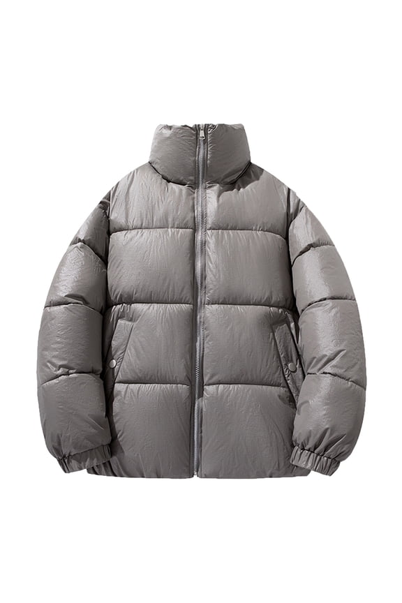 Winter Puffer Jackets for Women Quilted Oversized Plus Size Outwear with Pockets Zip Coat Winter Clothes Gray
