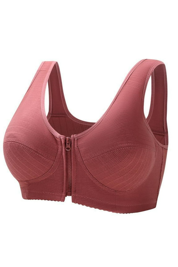 Wireless Bras for Women Front Zip Closure Push Up Shapewear Solid Soft Comfortable Everyday Wear