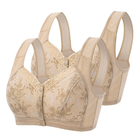 successthop Wireless Bras for Women Plus Size 2 Pack Soft Everyday Snap Breathable Full Coverage Comfortable Bralette