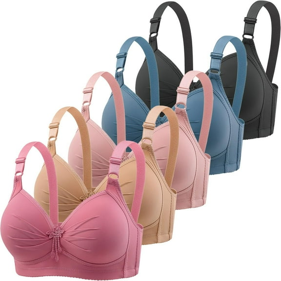 successthop Wireless Bras for Women Plus Size 5 Pack Soft Everyday Adjustable Straps Full Coverage Comfortable Bralette