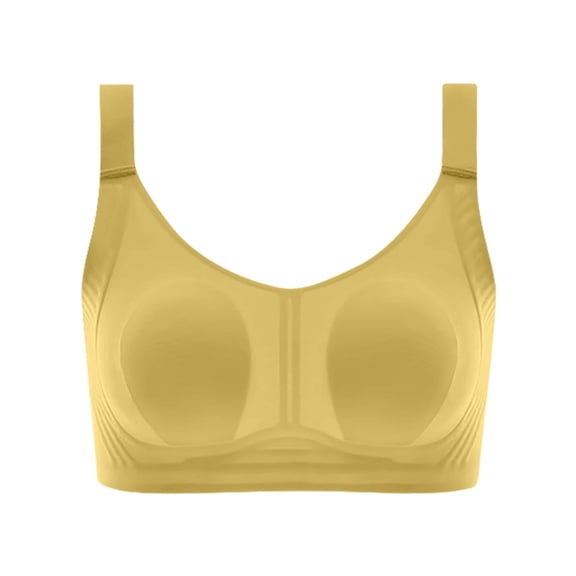 successthop Wireless Push Up Bras for Women Bra Support Breathable No Underwire Comfortable Ladies Everyday Wear Yellow