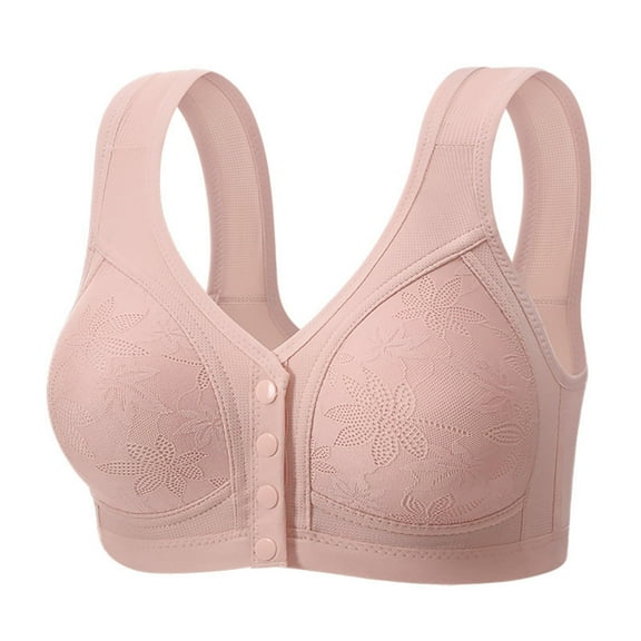 successthop Wireless Push Up Bras for Women Soft Everyday Wide Straps Solid Snap Breathable Comfortable Bralette