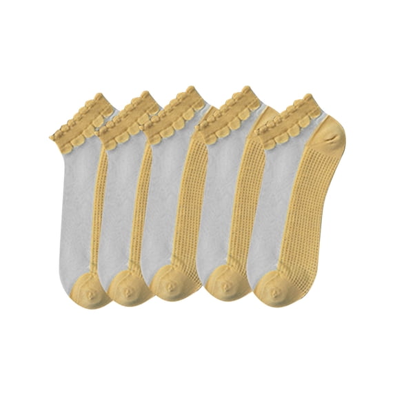 successthop Women Ankle Socks 5 Pack Ladies Short Breathable Soft Comfortable Casual Summer Sock for Gifts Yellow