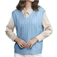 thumbnail image 1 of successthop Women Sweater Vest Knit Ribbed Sleeveless Tops V Neck Trendy Pullover Knitwear Solid Casual Clothes Blue L, 1 of 3