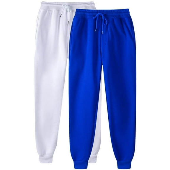 successthop Women Sweatpants 2 Pack Fleece Pants Solid ELastic Waist Joggers Drawstring Outdoor Loungewear Blue