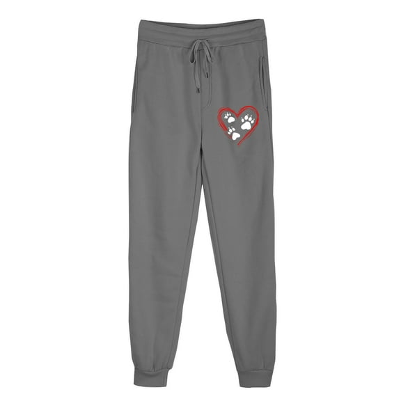 successthop Women Sweatpants Fleece Pants with Pockets Heart ELastic Waist Sportpants Lightweight Trousers Gray