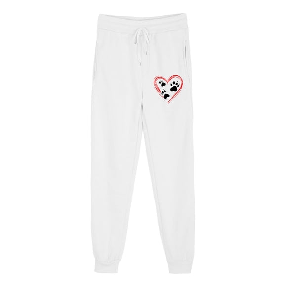 successthop Women Sweatpants Fleece Pants with Pockets Heart ELastic Waist Sportpants Lightweight Trousers White