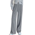 thumbnail image 1 of successthop Women Wide Leg Pants Drawstring Baggy Knit Slacks Solid Bottoms Vacation Summer Trousers with Pockets Gray, 1 of 5