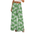 thumbnail image 1 of successthop Women Wide Leg Pants Drawstring Elastic Waist Bottoms Slit Hem Slacks Leaf Summer Trousers with Pockets 2XL, 1 of 8