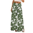 thumbnail image 1 of successthop Women Wide Leg Pants Drawstring Elastic Waist Trousers Slit Hem Slacks Floral Casual Bottoms with Pockets M, 1 of 8