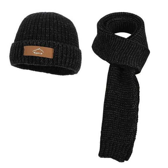 successthop Womens Beanie and Scarf 2 Piece Knit Fleece Lined Warm Earflaps Hood Solid Ladies Cold Weather Winter Scarf