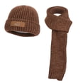 thumbnail image 1 of successthop Womens Beanie and Scarf 2 Piece Knit Fleece Lined Warm Earflaps Hood Solid Ladies Cold Weather Winter Scarf, 1 of 1