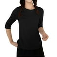 thumbnail image 1 of successthop Womens Blouses Casual 3/4 Sleeve Tops Lightweight Crewneck Pleated Undershirts Solid Stylish Loungewear, 1 of 3