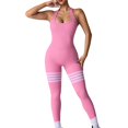 thumbnail image 1 of successthop Womens Bodysuits Casual Gym Butt Lifting Backless Shapewear Yoga Sport Trousers Stripe Athletic Bottoms Pink, 1 of 5