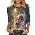 thumbnail image 1 of successthop Womens Christmas Tops Funny Graphic Santa 3/4 Sleeve Clothes Lightweight Crewneck Loungewear Vacation Shirt, 1 of 6