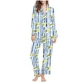 thumbnail image 1 of successthop Womens Cocktail Pajamas Long Sleeve Lapel Button Down Nightwear and Pj Pant Print Sleepwear with Pockets L, 1 of 7