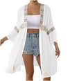 thumbnail image 1 of successthop Womens Cover Up Sequin Casual Tie Front V Neck Cardigan Vacation Long Sleeve Panel Summer Beach Clothes, 1 of 5