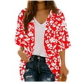 thumbnail image 1 of successthop Womens Cover Up Spring Casual Open Front Cardigan Holiday 3/4 Sleeve Knitwear Floral Beach Clothes Green 2XL, 1 of 7