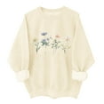 thumbnail image 1 of successthop Womens Crewneck Sweatshirt Oversized Long Sleeve Sweater No Hood Pullover Tops Floral Casual Clothes Beige, 1 of 4