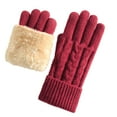 thumbnail image 1 of successthop Womens Fleece Gloves Knit Fleece Lined Fuzzy Warm Thick Full Coverage Comfortable Soft Solid 5 Finger Gloves, 1 of 3