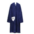 thumbnail image 1 of successthop Womens Fleece Nightgown with Hood Fuzzy Pajamas Pullover Warm Color Block Bathrobe with Pockets Blue, 1 of 6