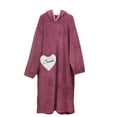 thumbnail image 1 of successthop Womens Fleece Nightgown with Hood Fuzzy Pajamas Pullover Warm Color Block Bathrobe with Pockets Purple, 1 of 9
