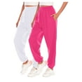 thumbnail image 1 of successthop Womens Fleece Sweatpants 2 Pack Pants with Pockets Solid ELastic Waist Joggers Drawstring Trousers Pink, 1 of 2