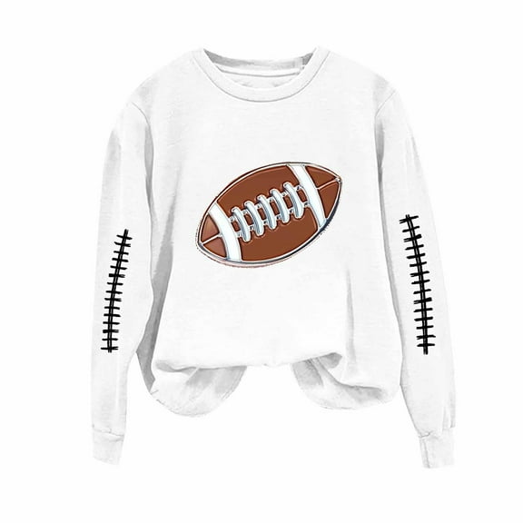 successthop Womens Football Sweatshirt Rugby Game Day Oversized Crewneck Long Sleeve Sweater Pullover Top Fall Clothes M
