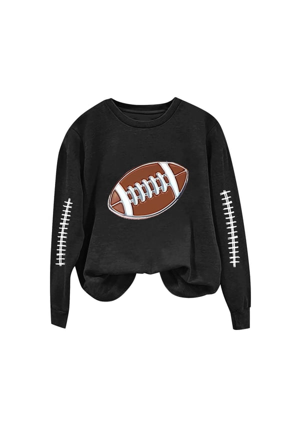 Womens Football Sweatshirt Rugby Game Day Oversized Crewneck Long Sleeve Sweater Pullover Top Fall Clothes