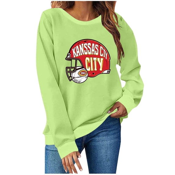 successthop Womens Football Sweatshirt Rugby Graphic Game Day Crewneck Long Sleeve Hoodie Pullover Sweatshirts Outwear