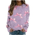 thumbnail image 1 of successthop Womens Graphic Sweatshirts Bow Flannel Drop Shoulder Crewneck Long Sleeve Tops Pullover Print Streetwear S, 1 of 5
