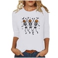 thumbnail image 1 of successthop Womens Halloween Shirts Plus Size Pumpkin 3/4 Sleeve Tee Skeleton Tops Holiday Fall Vacation Clothes White, 1 of 4