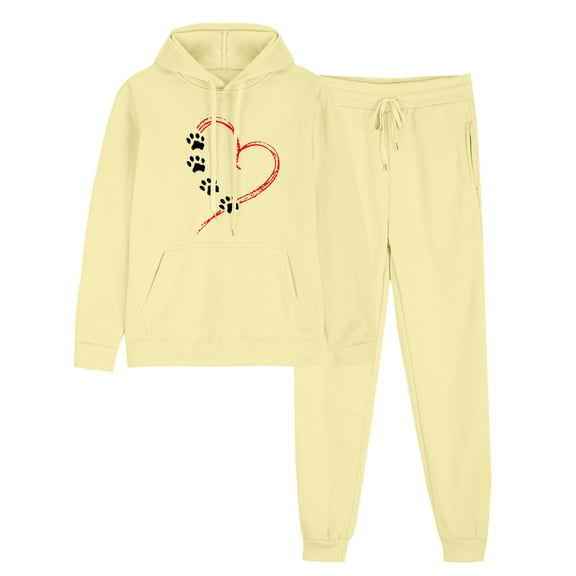 successthop Womens Lounge Set 2 Piece Outfits Long Sleeve Hoodie and Jogger Sweatpant Heart Fall Clothes with Pocket