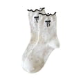 thumbnail image 1 of successthop Womens Low Cut Socks Crew Ladies Short Summer Comfortable Casual Ruffle Bow Soft Sock for Gifts Black, 1 of 2